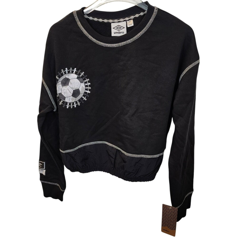 Umbro Youth Medium Black Cropped Mixed Media Soccer Crewneck Sweatshirt 10/12